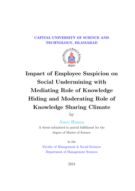 Impact of Employee Suspicion on Social Undermining with Mediating