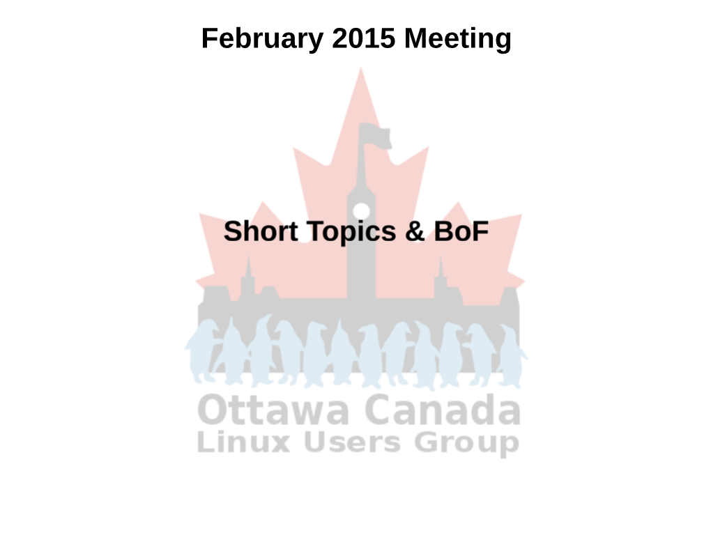 February 2015 Meeting Announcements