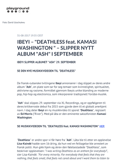 IBEYI – "DEATHLESS Feat. KAMASI WASHINGTON " – SLIPPER NYTT ALBUM "ASH" I SEPTEMBER