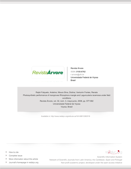 Redalyc.Photosynthetic Performance of Mangroves Rhizophora Mangle