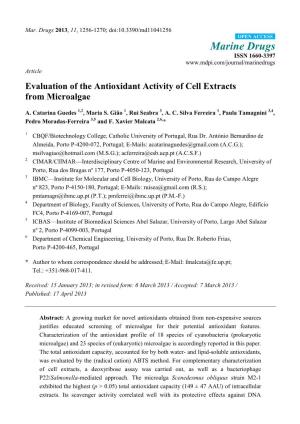 Evaluation of the Antioxidant Activity of Cell Extracts from Microalgae