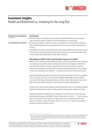 Reddit and Robinhood Vs. Investing for the Long Run