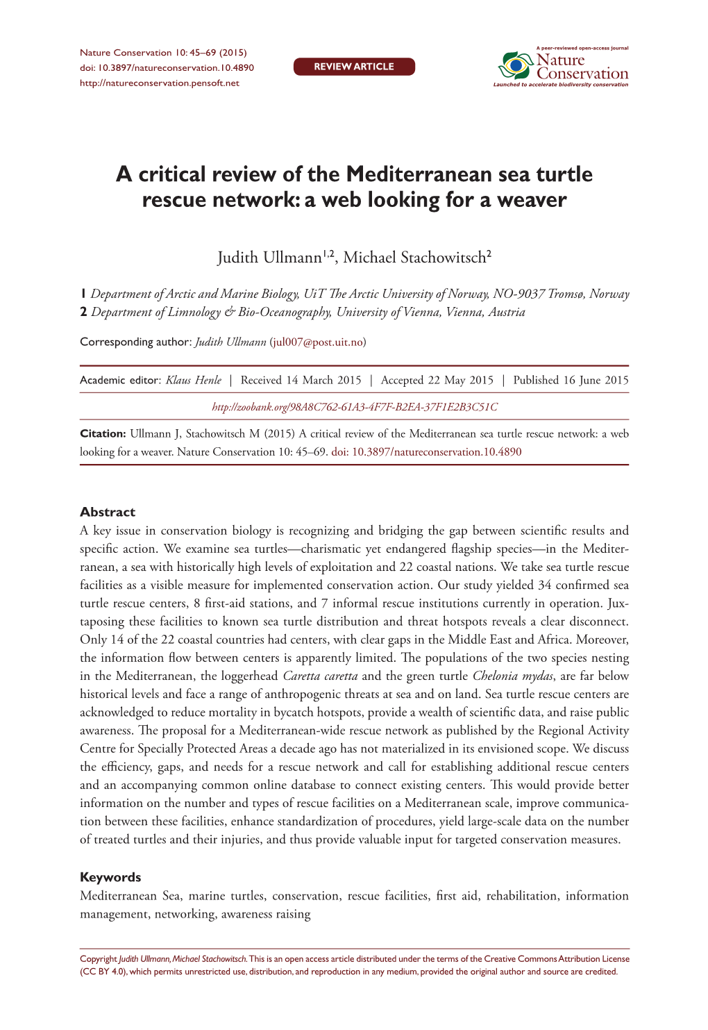 A Critical Review of the Mediterranean Sea Turtle Rescue Network: a Web Looking for a Weaver