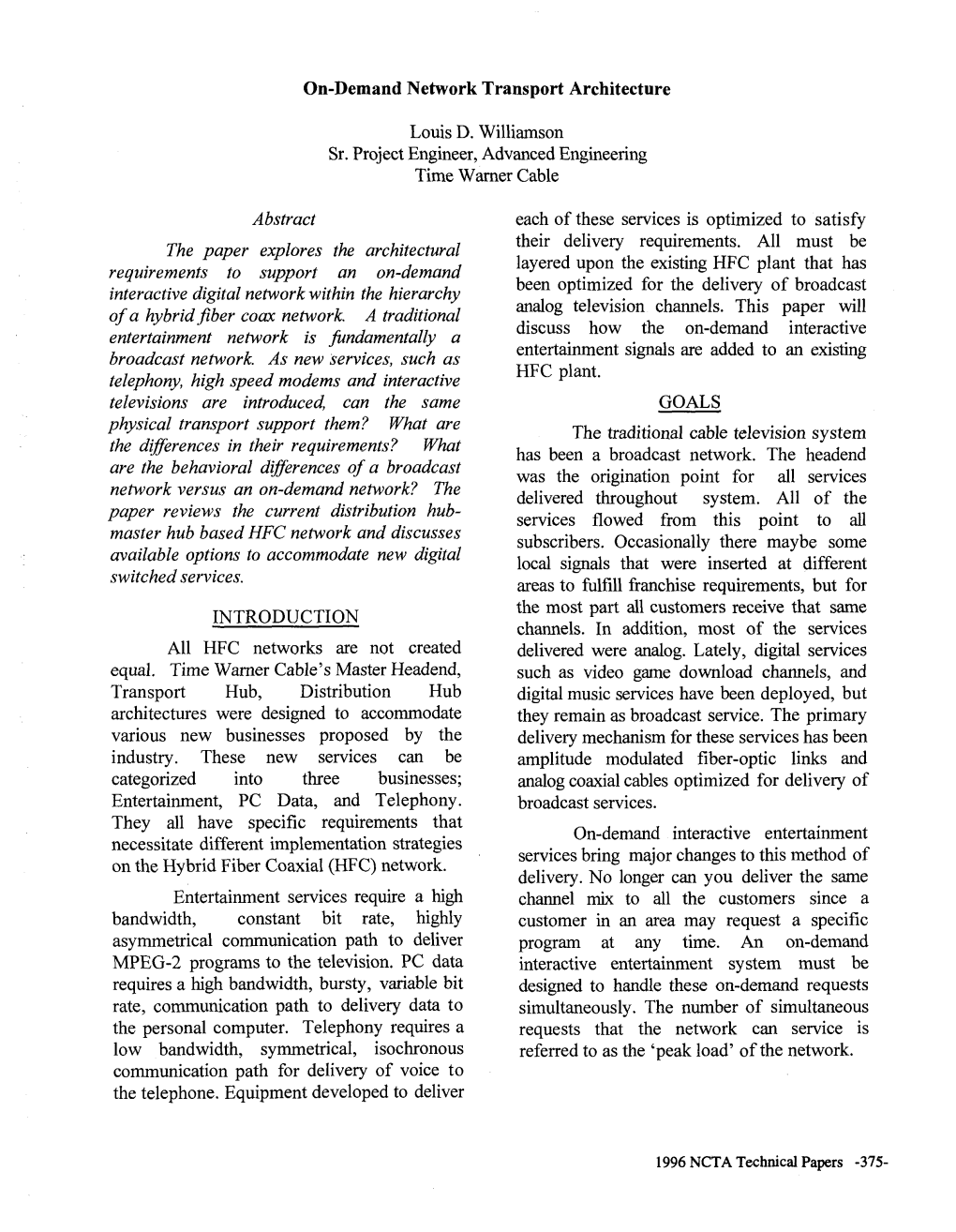 On-Demand Network Transport Architecture