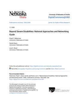 Beyond Severe Disabilities: National Approaches and Networking Guide