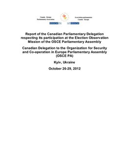 Report of the Canadian Parliamentary Delegation Respecting Its