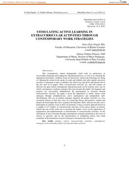 Stimulating Active Learning in Extracurricular Activities Through Contemporary Work Strategies