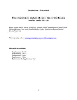 Bioarchaeological Analysis of One of the Earliest Islamic Burials in the Levant