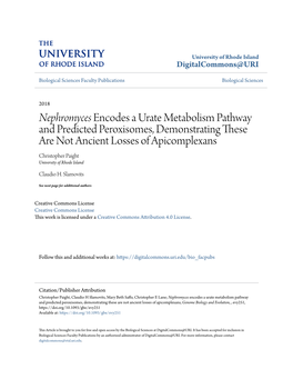 Nephromyces Encodes a Urate Metabolism Pathway and Predicted