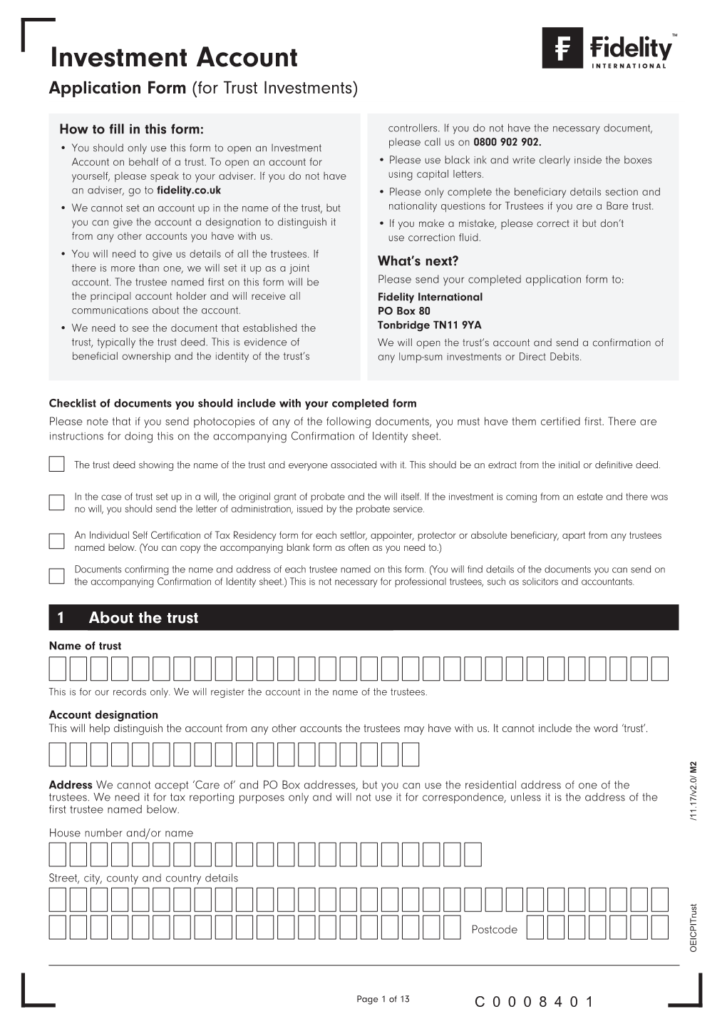 Investment Account Application Form (For Trust Investments)