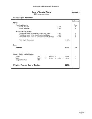 Cost of Capital Study Liquid Petroleum 2007 Assessment Year