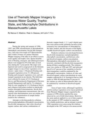 Use of Thematic Mapper Imagery to Assess Water Quality, Trophic State, and Macrophyte Distributions in Massachusetts Lakes