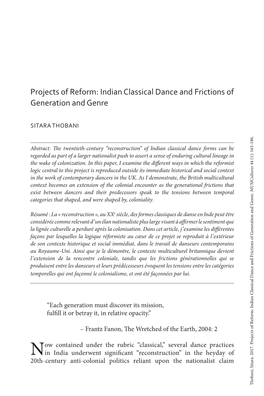 Indian Classical Dance and Frictions of Generation and Genre