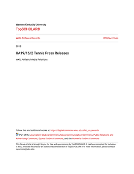 UA19/16/2 Tennis Press Releases