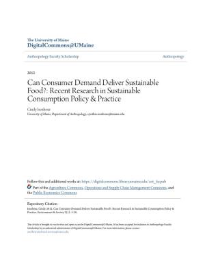 Can Consumer Demand Deliver Sustainable Food?