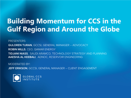Building Momentum for CCS in the Gulf Region and Around the Globe