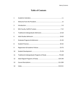 Table of Contents