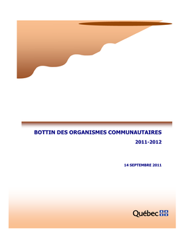 Bottin Des Organismes Communautaires 2011-2012