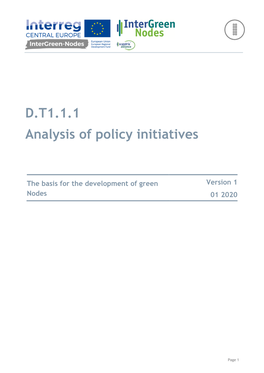 D.T1.1.1 Analysis of Policy Initiatives