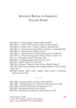 Appendix: Roster of Emergent Theatre Forms
