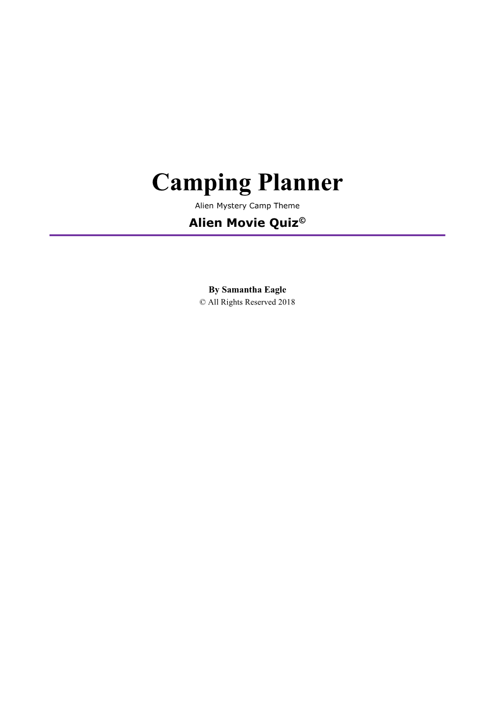 Alien Mystery Camp Planner