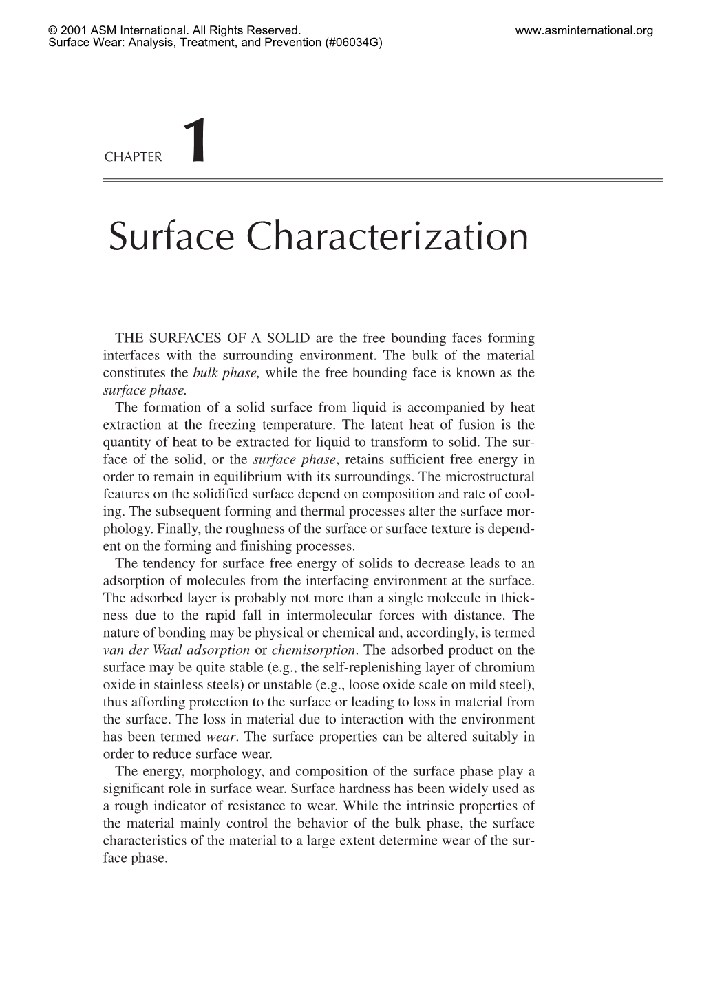 Surface Characterization