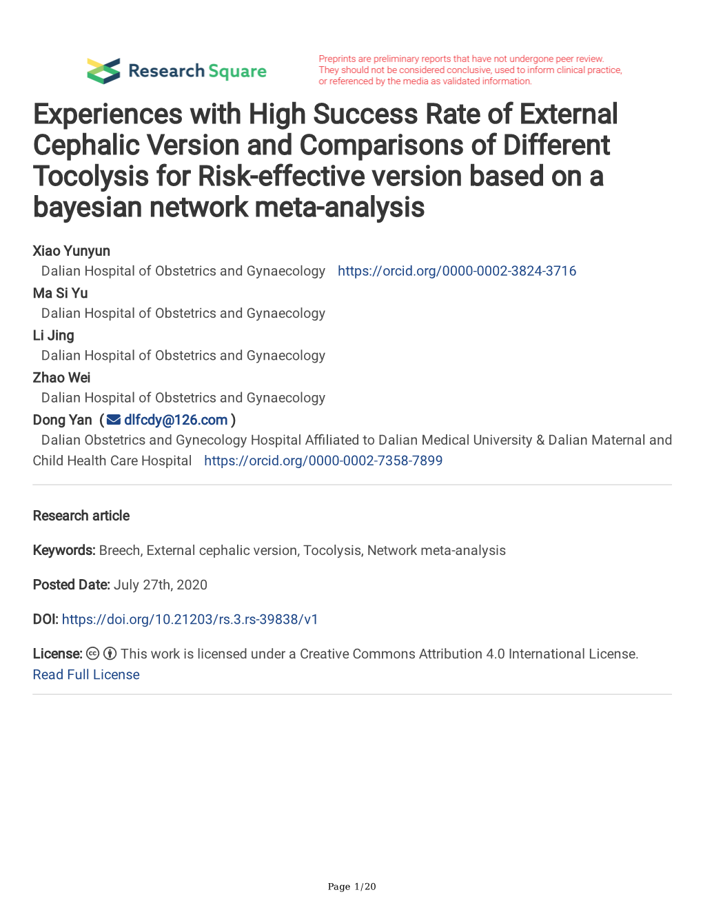 Experiences with High Success Rate of External Cephalic Version And