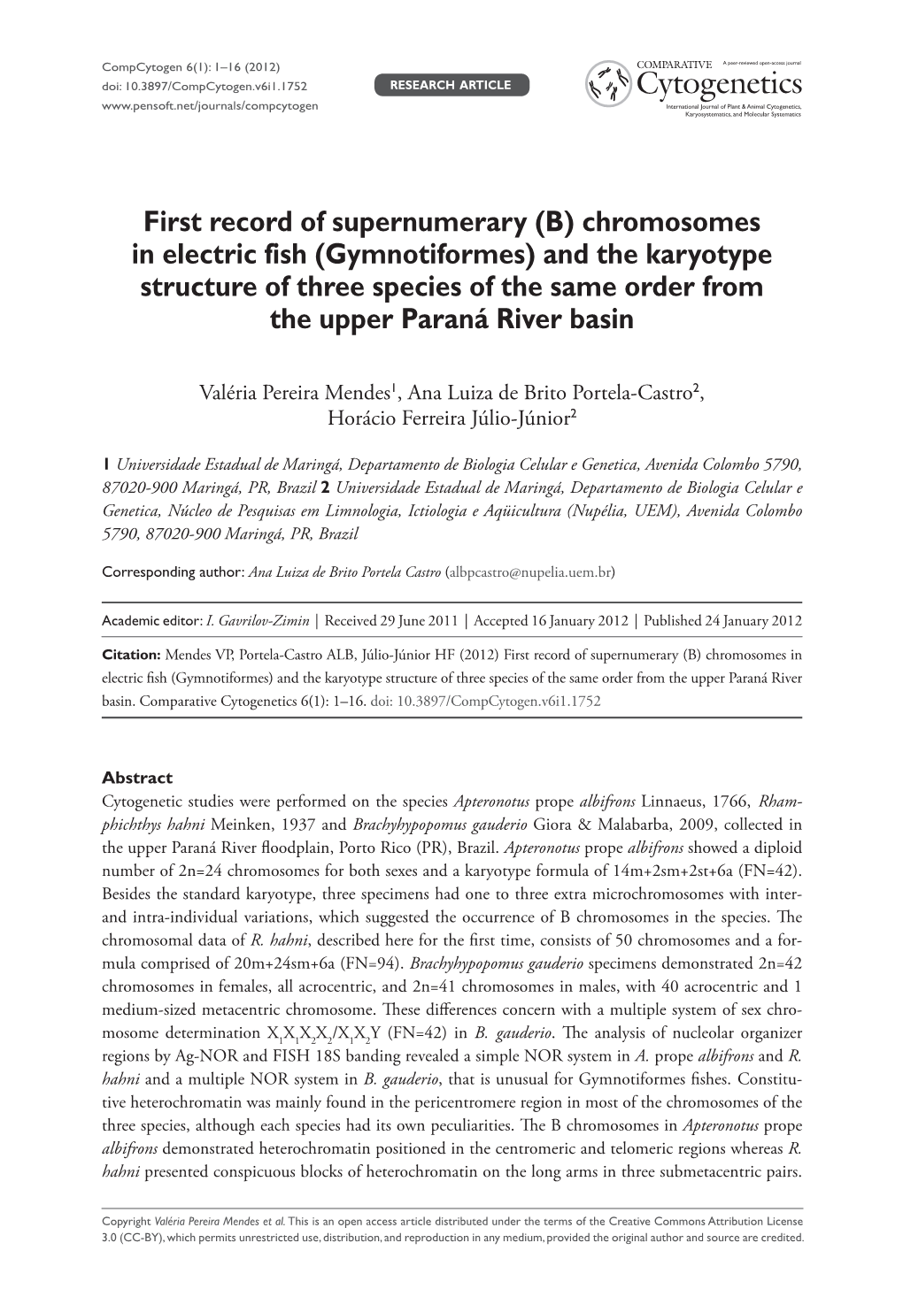 B) Chromosomes in Electric Fish (Gymnotiformes