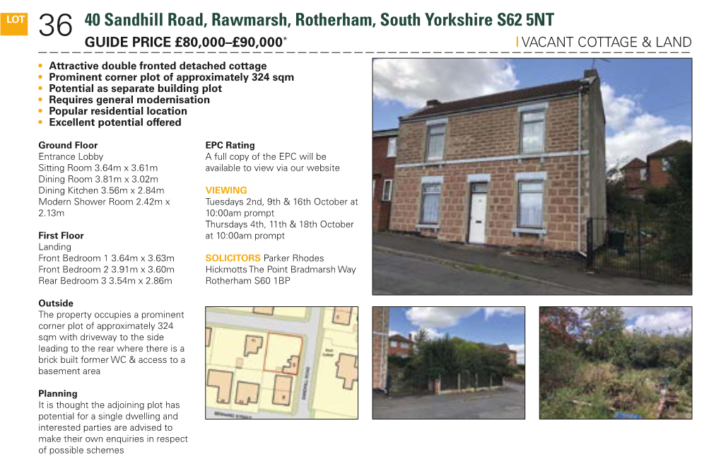 72 Rawmarsh Hill, Parkgate, Rotherham S62 6EX 37 GUIDE PRICE £25,000* | RESIDENTIAL INVESTMENT