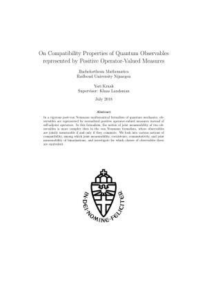 On Compatibility Properties of Quantum Observables Represented by Positive Operator-Valued Measures