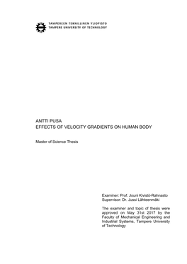 Antti Pusa Effects of Velocity Gradients on Human Body