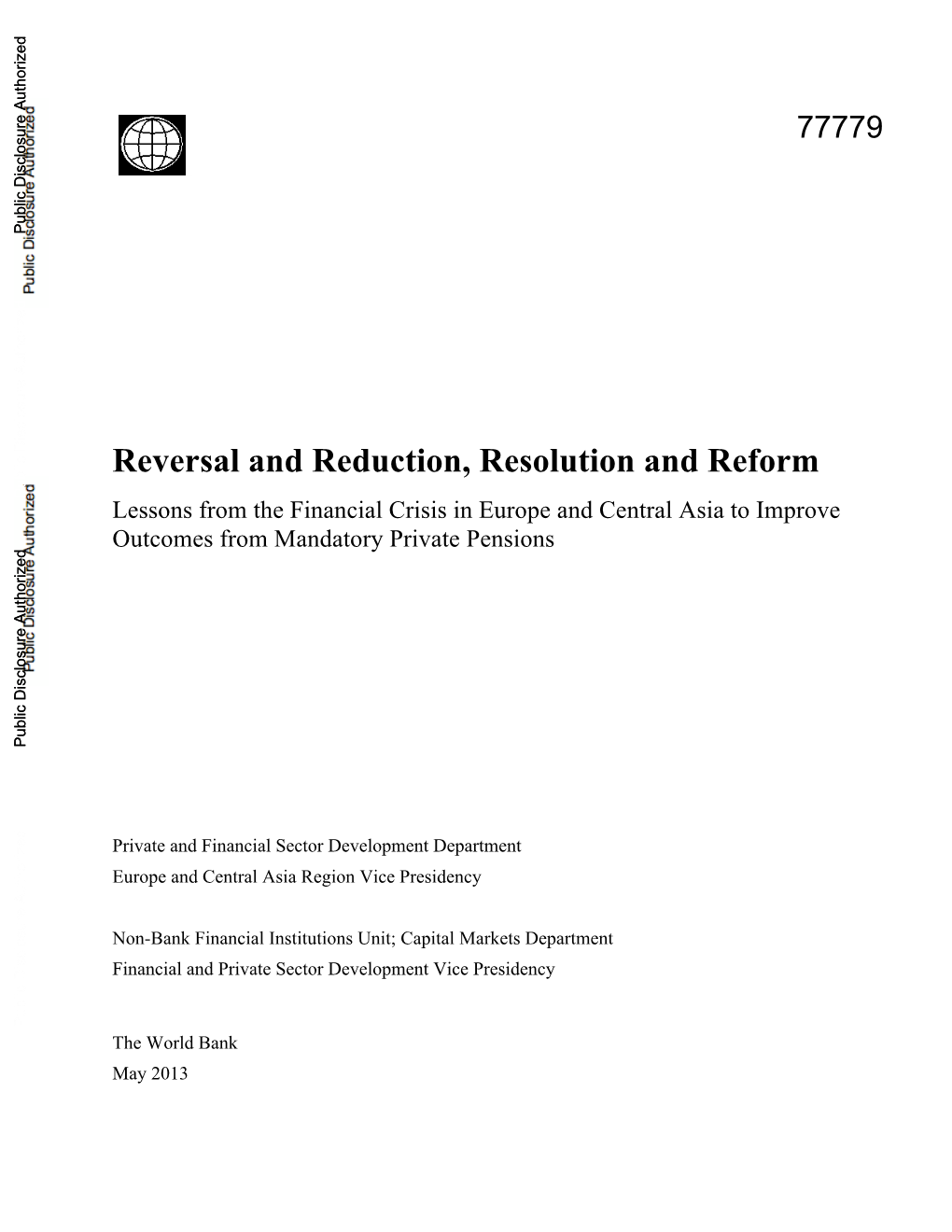 Lessons from the Financial Crisis in Europe and Central Asia to Improve Outcomes from Mandatory Private Pensions