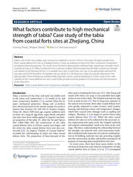 Case Study of the Tabia from Coastal Forts Sites at Zhejiang, China Cuisong Zhang1, Bingjian Zhang1,2* , Biao Cui3 and Guocong Lin4