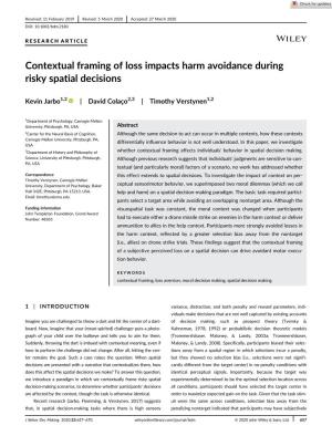Contextual Framing of Loss Impacts Harm Avoidance During Risky Spatial Decisions