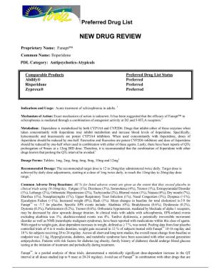 Fanapt Drug Monograph