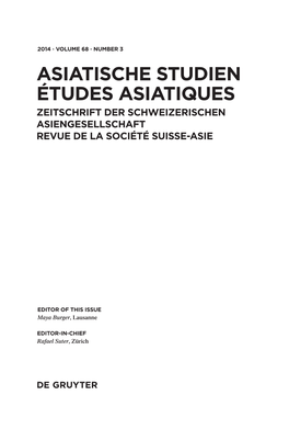 Asiatische Studien Études Asiatiques Zeitschrift Der Schweizerischen Asiengesellschaft Revue De La Société Suisse-Asie