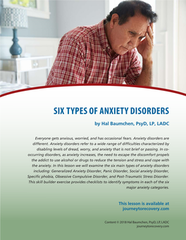Six Types of Anxiety Disorders
