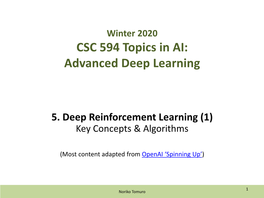Reinforcement Learning (1) Key Concepts & Algorithms