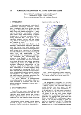 Numerical Simulation of Pulsating Bora Wind Gusts