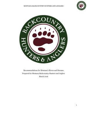 Montana Backcountry Hunters and Anglers