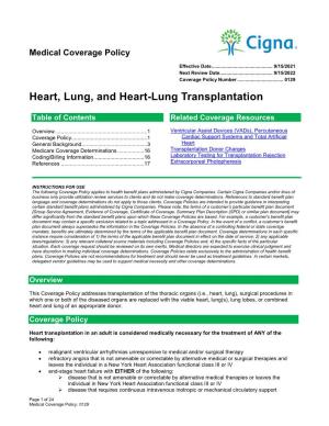Heart, Lung, and Heart-Lung Transplantation