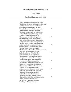 The Prologue to the Canterbury Tales Lines 1–200 Geoffrey Chaucer