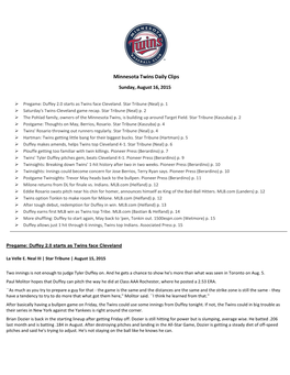 Minnesota Twins Daily Clips Sunday, August 16, 2015
