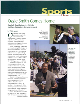 Ozzie Smith Comes Home Baseball Great Returns to Cal Poly for Plaza Dedication, Commencement