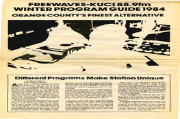 Freewaves: KUCI 88.9 FM Winter Program Guide 1984