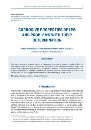 Corrosive Properties of LPG and Problems with Their Determination