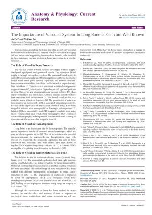 The Importance of Vascular System in Long Bone Is Far from Well Known