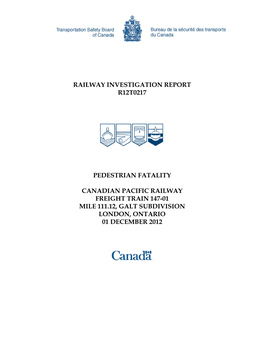 Railway Investigation Report R12t0217 Pedestrian