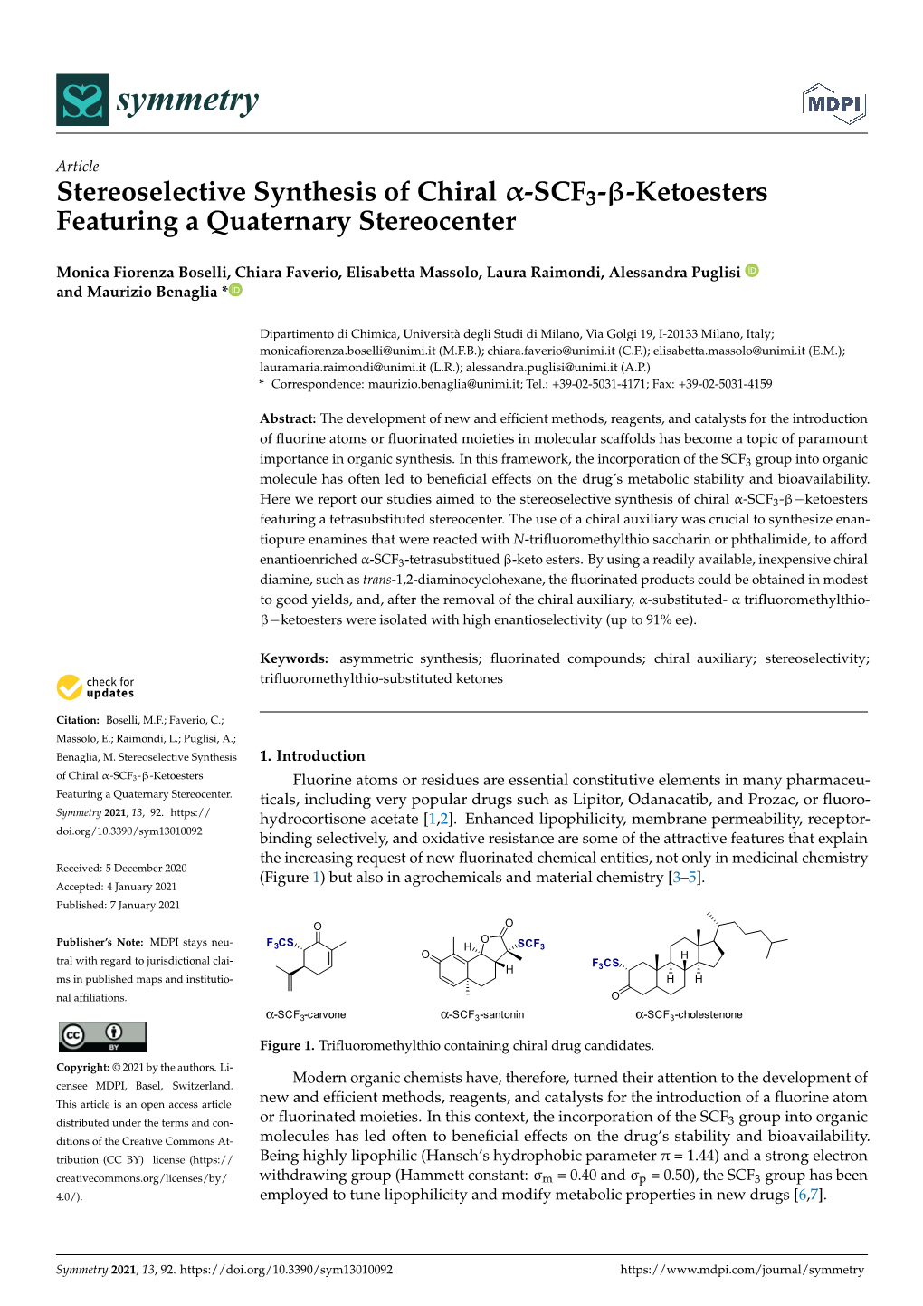 Stereoselective Synthesis of Chiral