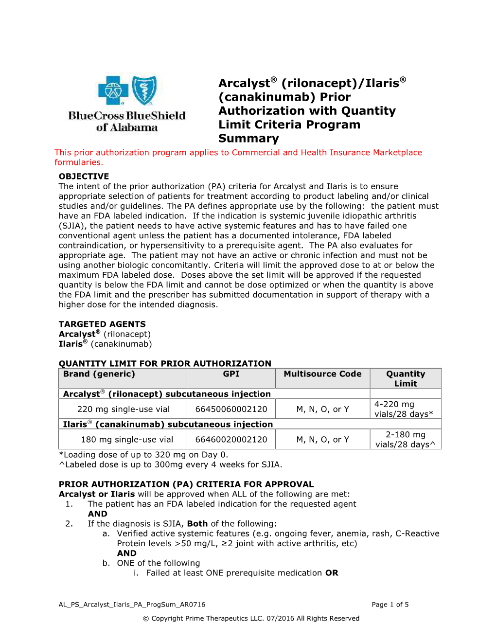 Arcalyst® (Rilonacept)/Ilaris® (Canakinumab)